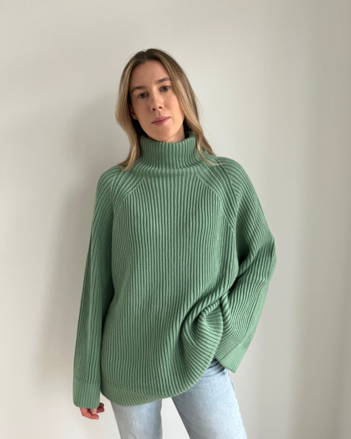 Green merino 2025 wool sweater