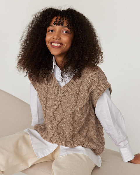 Laimė: Brown Alpaca Wool & Cotton Vest – The Knotty Ones