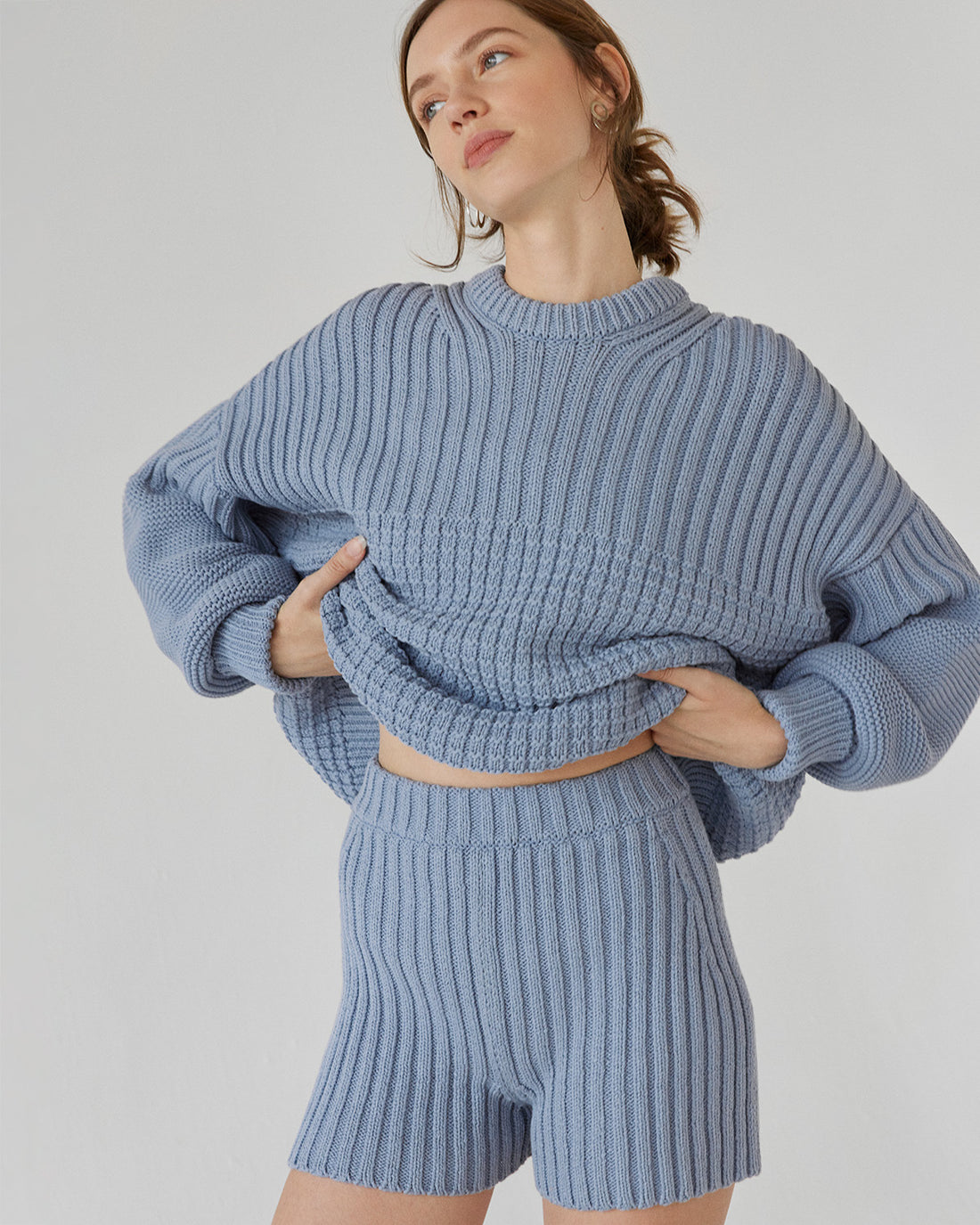 Delčia: Dusty Blue Cotton Sweater